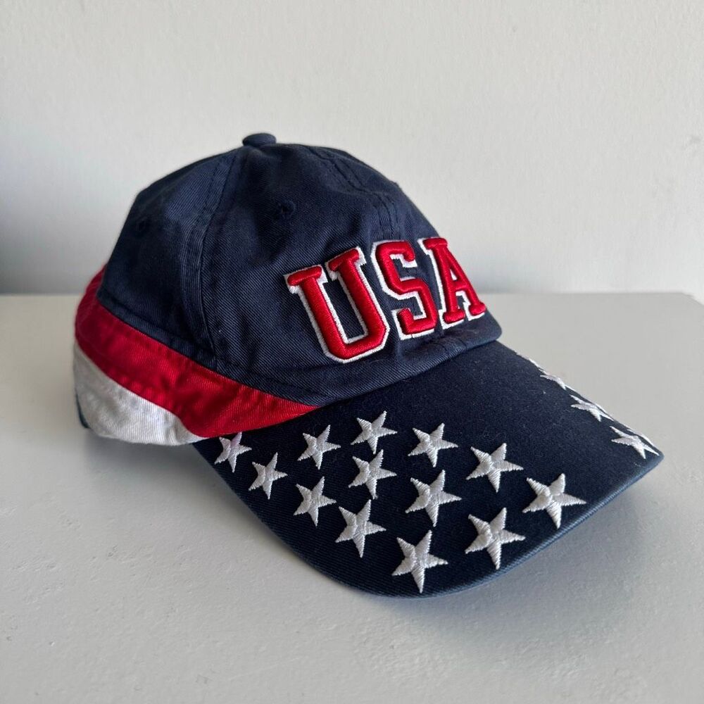 Vintage DPC Embroidered USA Red White & Blue 100% Cotton Baseball Hat
